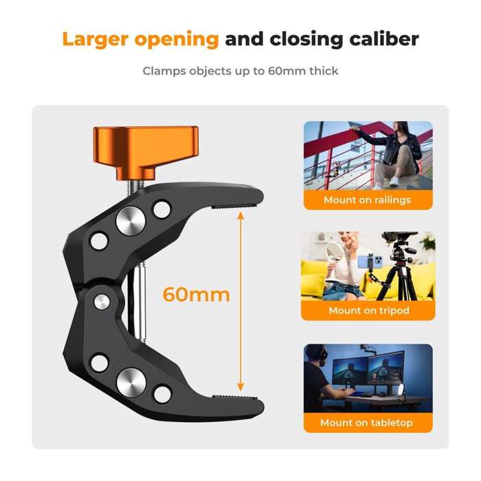 KF31.081 | K&F Mini Super Clamp Ms15 with a Jaw Opening of 60mm
