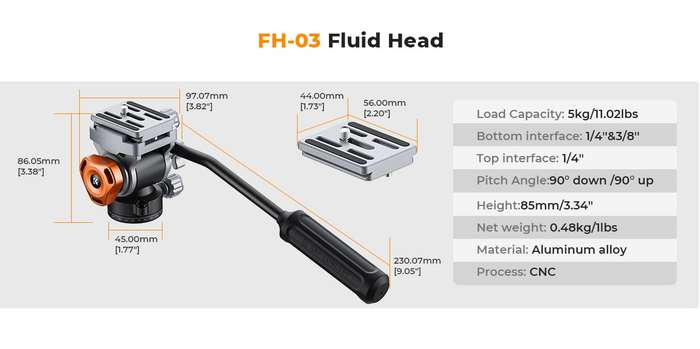 KF31.087 | K&F Flat Base Omni Fluid Head