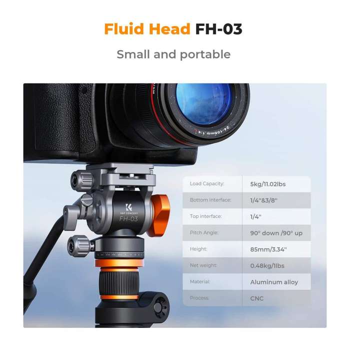 KF31.087 | K&F Flat Base Omni Fluid Head