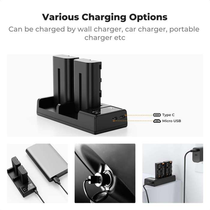 KF28.0046 | K&F Battery Kit with 2 Sony NP-F550 Batteries and a Dual Charger