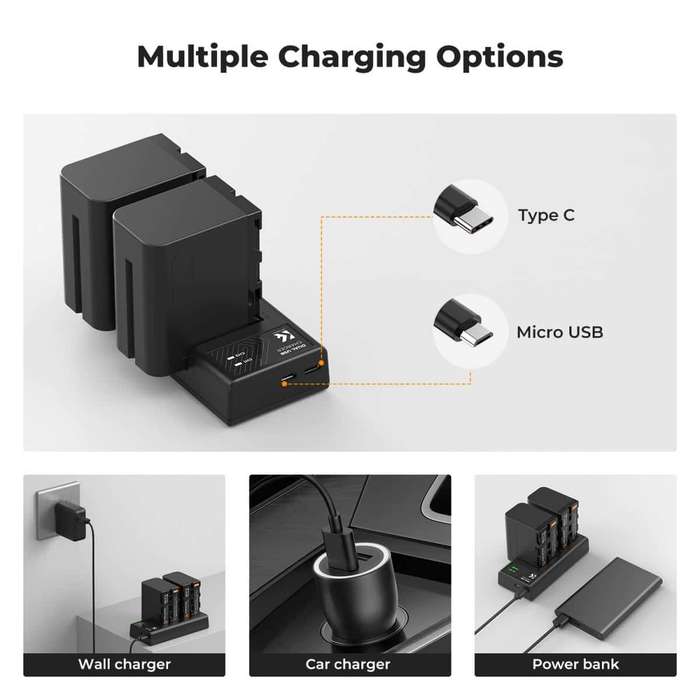 KF28.0047 | K&F Battery Kit with 2 Sony NP-F970 Batteries and a Dual Charger