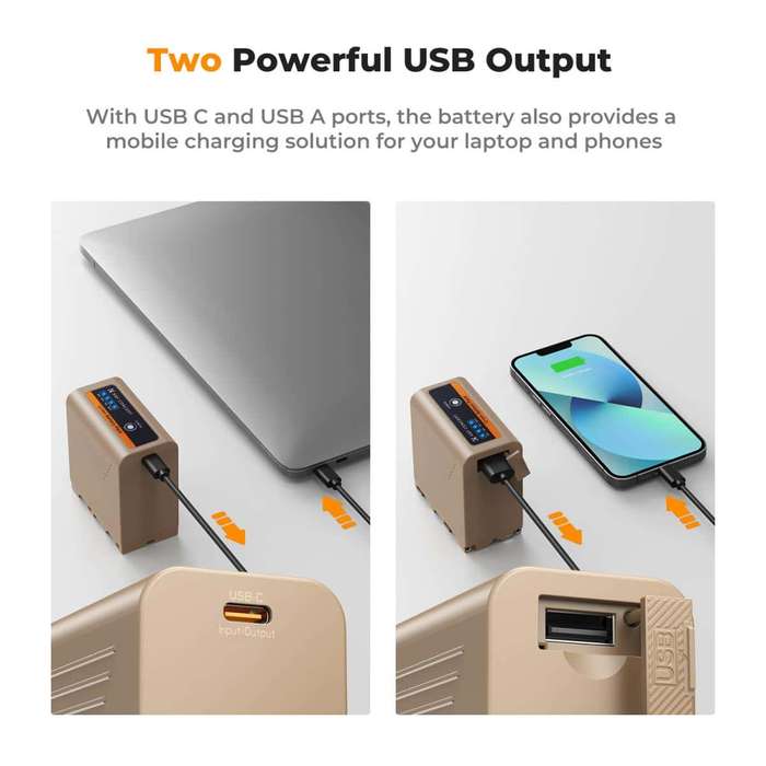 KF28.0036 | K&F NP-F970 Camera Battery for Sony with USB-C Charging Port