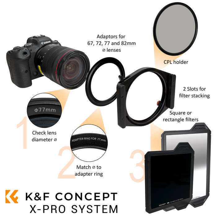 SKU.1878 | K&F X-Pro Filter System with CPL and ND1000 for 67-82mm lenses