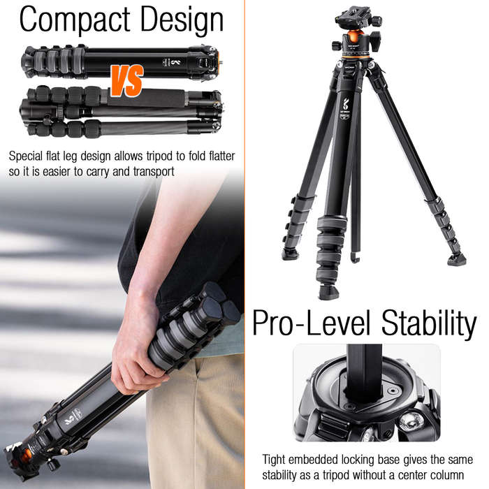 KF09.105 | K&F Pro-Traveller Photography Tripod Kit with 35mm Ball Head