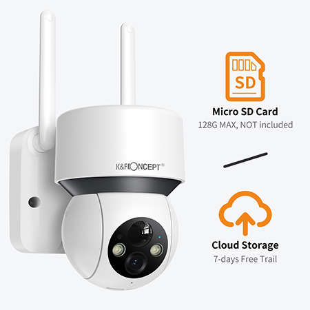 KF50.0001 | K&F Wireless Outdoor Security Camera with PTZ Motorized Head & Solar Panel