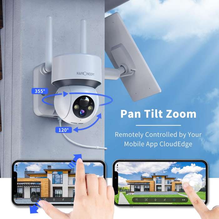 KF50.0001 | K&F Wireless Outdoor Security Camera with PTZ Motorized Head & Solar Panel