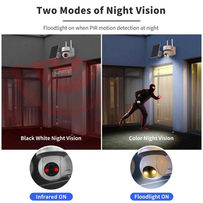 KF50.0001 | K&F Wireless Outdoor Security Camera with PTZ Motorized Head & Solar Panel