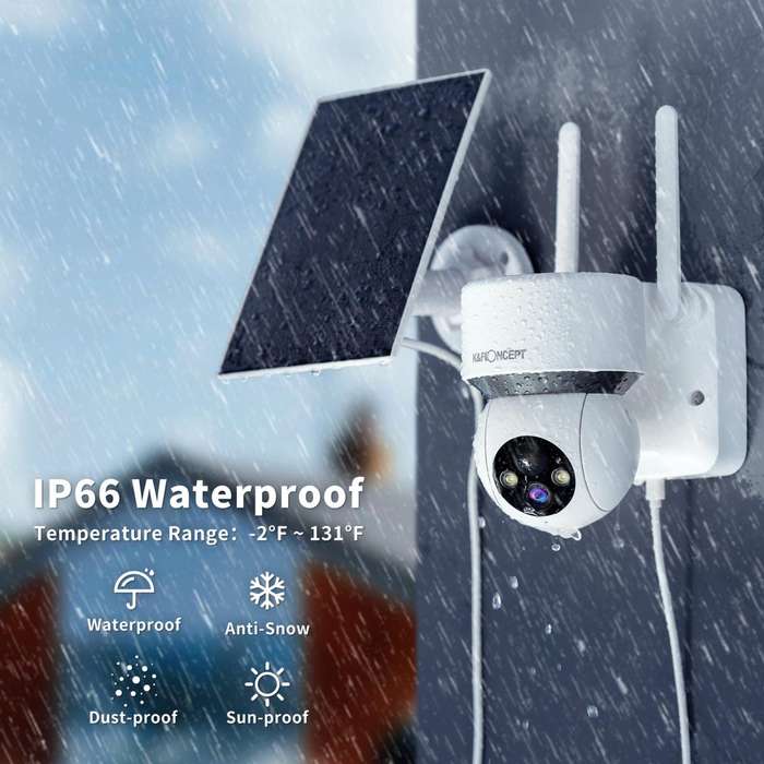 KF50.0001 | K&F Wireless Outdoor Security Camera with PTZ Motorized Head & Solar Panel