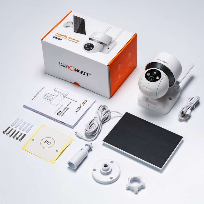 KF50.0001 | K&F Wireless Outdoor Security Camera with PTZ Motorized Head & Solar Panel
