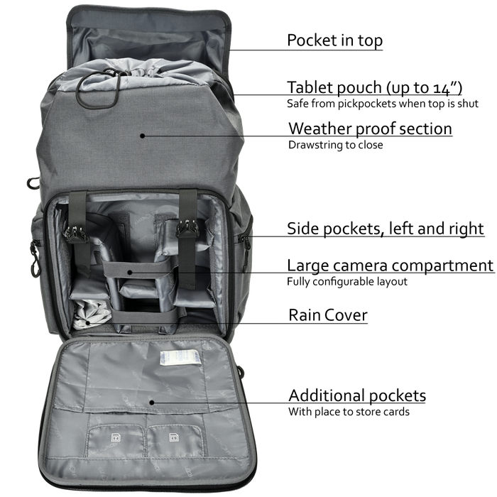 KF13.098V1 | K&F All-Day-Shooter (Grey) Photographers Backpack