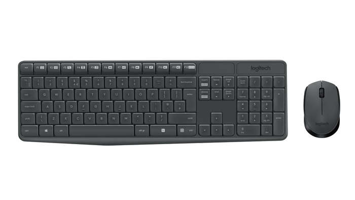 LOGITECH MK235 WIRELESS MOUSE & KEYBOARD COMBO - BLACK. SPILL-RESISTANT KEYBOARD, SMOOTH MOUSE, L...