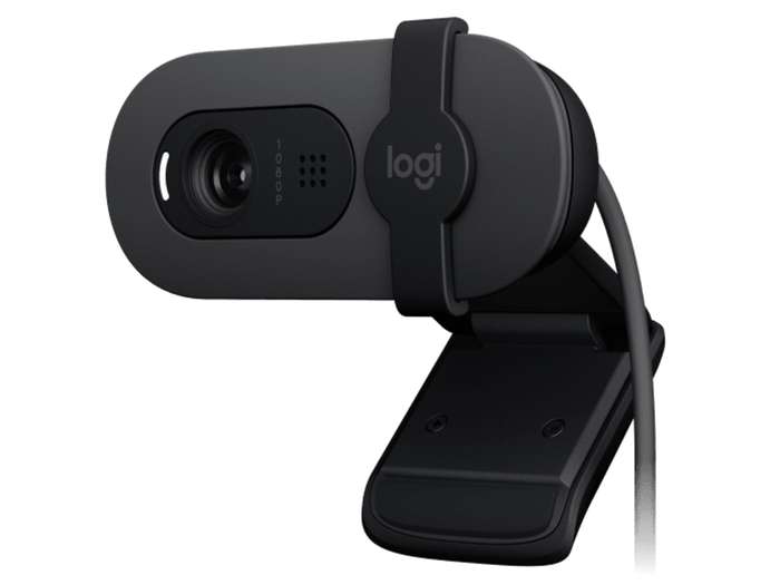 LOGITECH BRIO 100 FULL HD WEBCAM - GRAPHITE AUTO-LIGHT BALANCE INTEGRATED PRIVACY SHUTTER AND BUI...