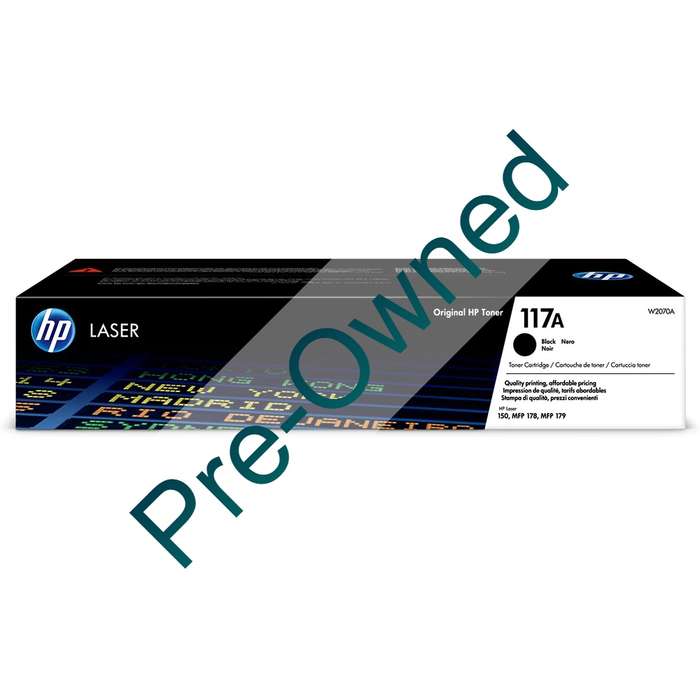 HP #117A BLACK ORIGINAL LASER TONER CARTRIDGE - BOX OPENED/BOX DAMAGED