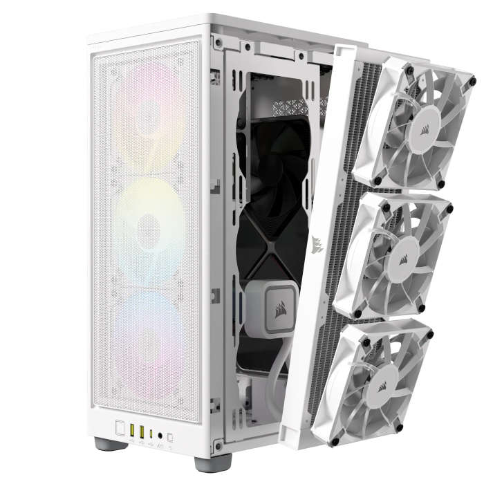 iCUE 2000D RGB AIRFLOW White Mini-ITX PC Case; 3x 2.5'' Drive Bays; Up to 360mm Radiator compatib...