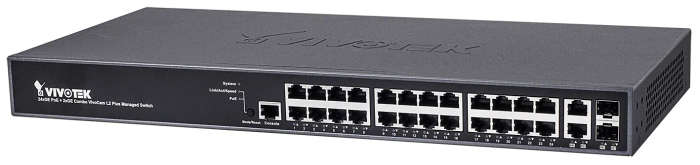 VIVOTEK Managed 24x GE PoE; 2x Combo SFP Switch; 370W