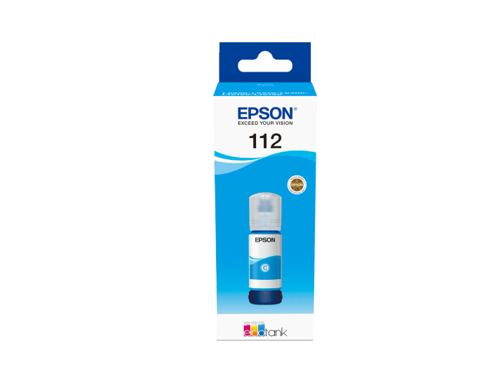 Epson 112 EcoTank Pigment Cyan ink bottle (70 ml).  6000 pages @ 5% coverage