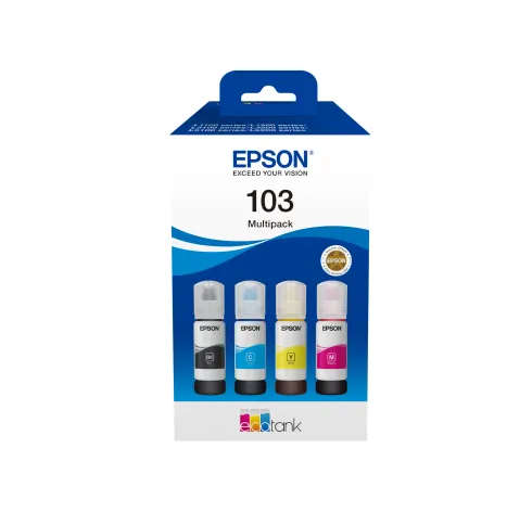 Epson 103 Ecotank 4-colour Multipack. Black 4500 pages; Colour 7500 pages  @ 5% coverage each.
