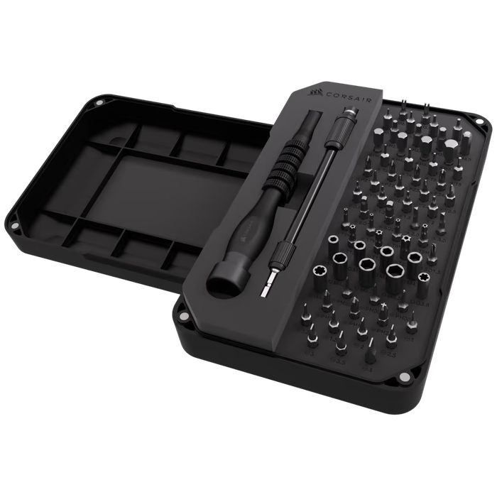 Corsair PC DIY Precision Toolkit - PC; Electronics Repair Kit - 65 Screw Bits - Extension rod - M...
