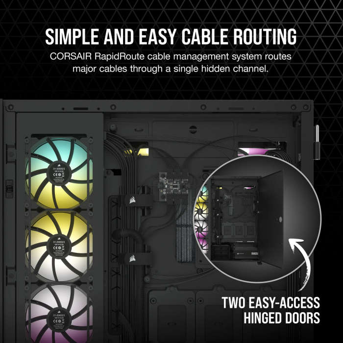 7000D Airflow Black Tempered Glass Mid-Tower; 6x 3.5'' |  4x 2.5'' Drive Bays ; 480mm Radiator Co...