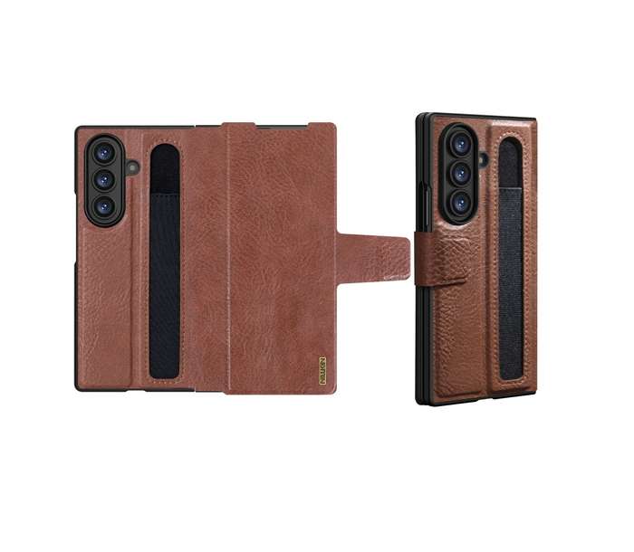 Nillkin Case Compatible with Galaxy Z Fold 7 Aoge Leather Cover - Brown