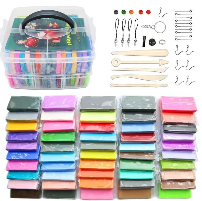 Oven Bake Polymer Clay with Storage Box  50 Colors