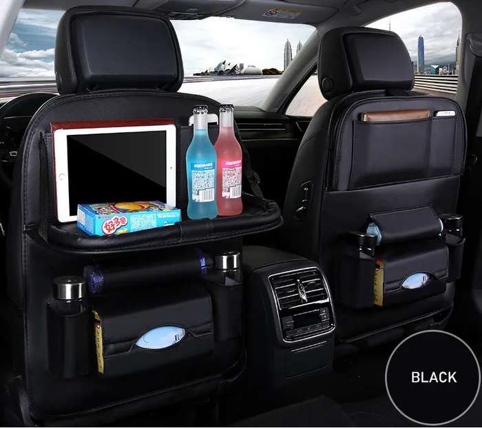 Car Seat Organiser with Folding Table  Black