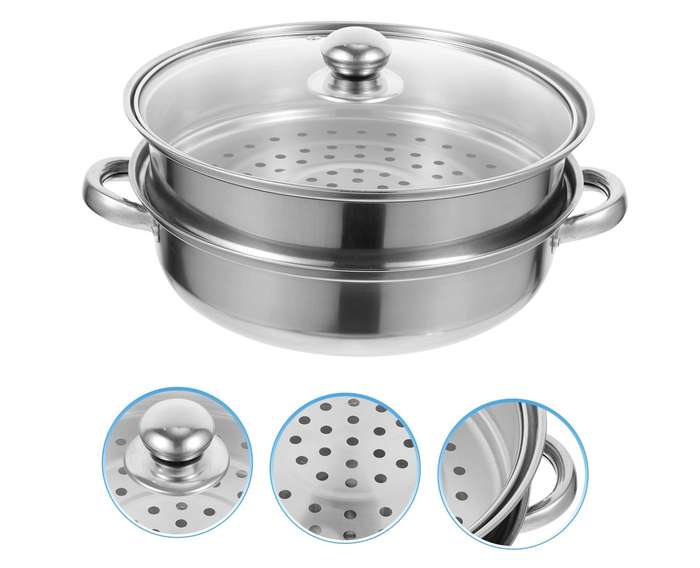 Steam Pot with Glass Lid - 28CM