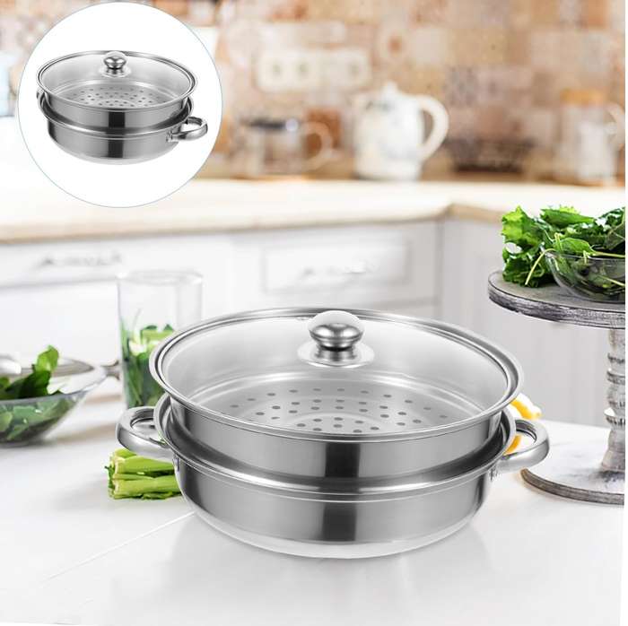 Steam Pot with Glass Lid - 28CM