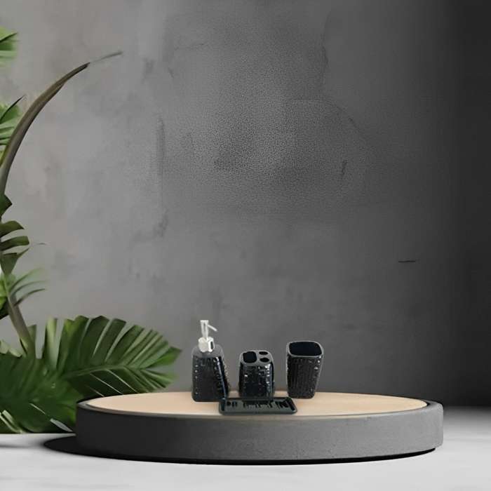 4 Piece Ceramic Bathroom Set - Black