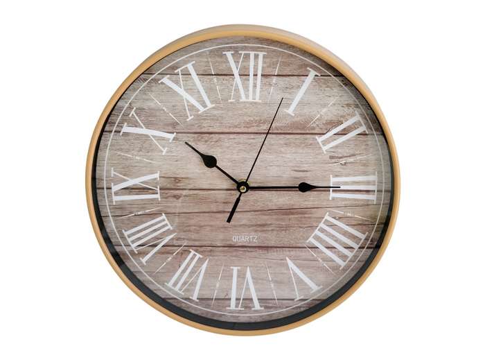 Wall Clock with Brown Frame - 28CM
