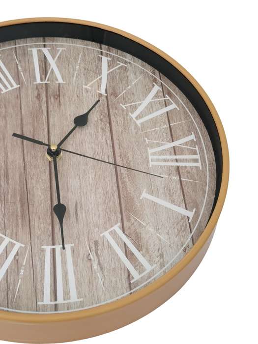 Wall Clock with Brown Frame - 28CM