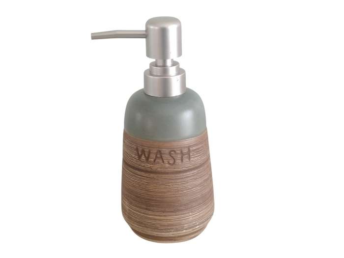 Ceramic Bathroom Accessory Set - Grey and Brown - Set of 4