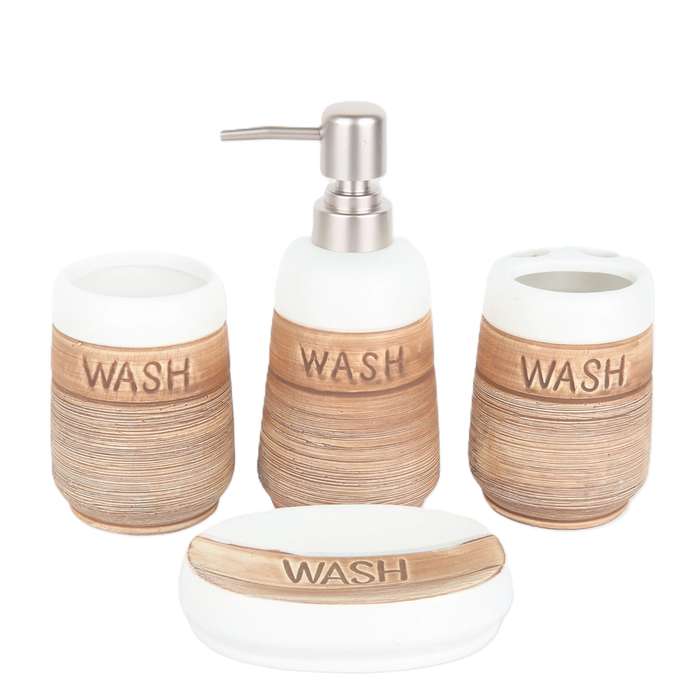 Ceramic Bathroom Accessory Set - 4 Piece