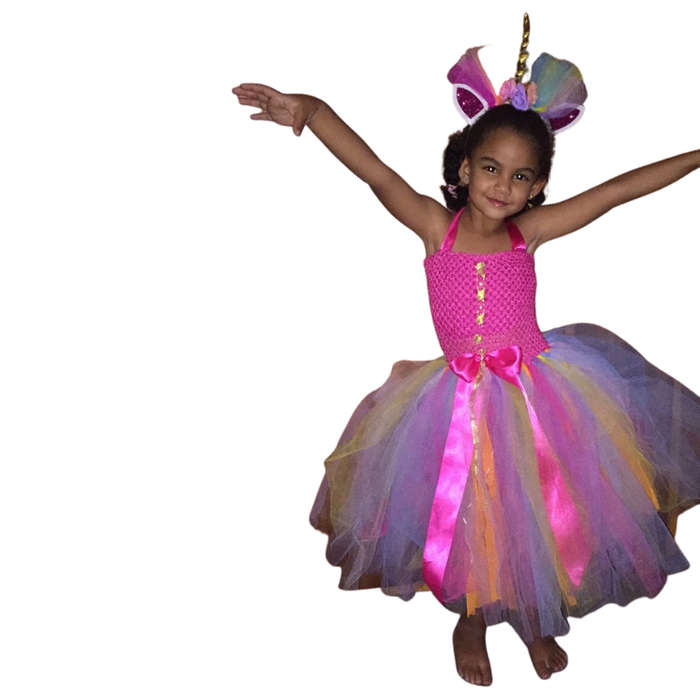 Girls Tutu Dress - Red and Yellow - 5-8y - 55cm