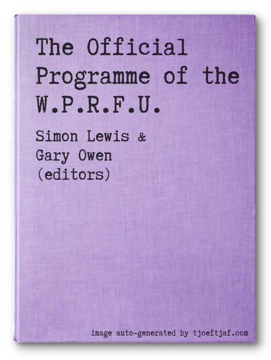 The Official Programme of the W.P.R.F.U.