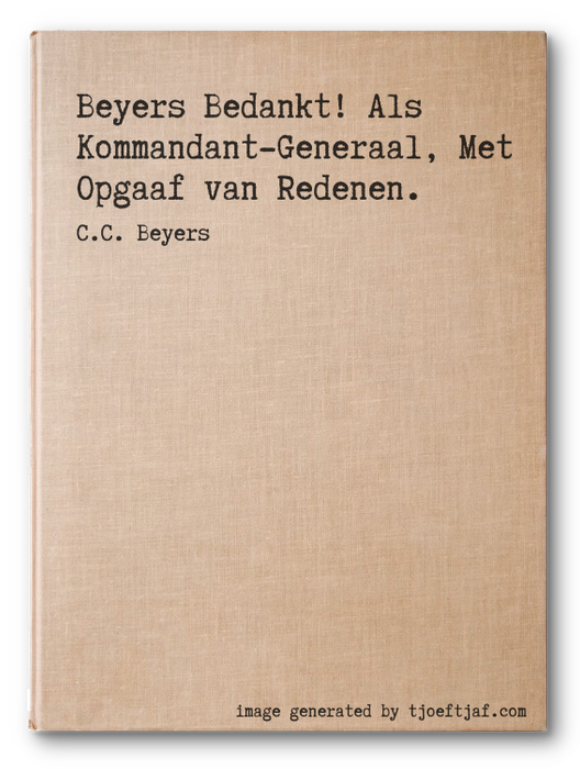 Beyers Bedankt! Als Kommandant-Generaal, Met Opgaaf van Redenen.