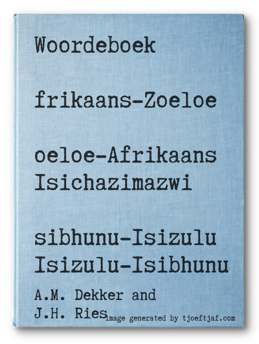 Woordeboek Afrikaans-Zoeloe Zoeloe-Afrikaans Isichazimazwi Isibhunu-Isizulu Isizulu-Isibhunu