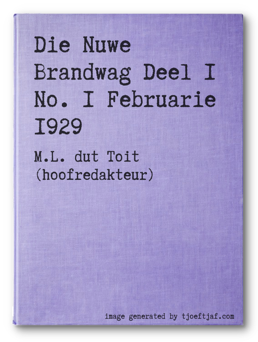 Die Nuwe Brandwag Deel 1 No. 1 Februarie 1929