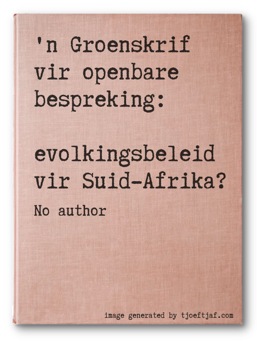 'n Groenskrif vir openbare bespreking: Bevolkingsbeleid vir Suid-Afrika?