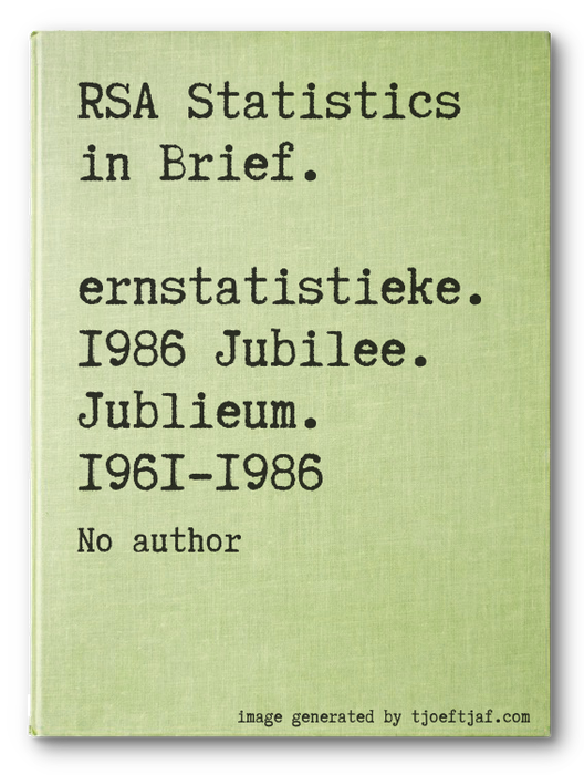 RSA Statistics in Brief. Kernstatistieke. 1986 Jubilee. Jublieum. 1961-1986