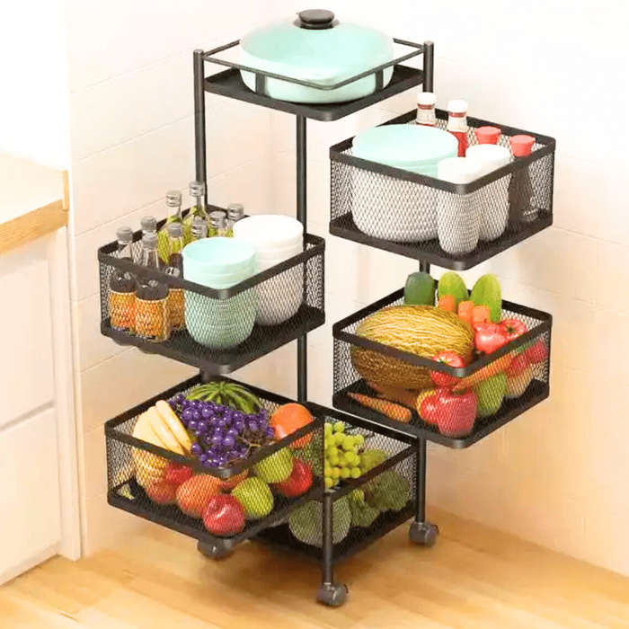 Versatile Kitchen Storage Cart on Wheels - Ideal for Vegetables, Fruits, Pots, and More!