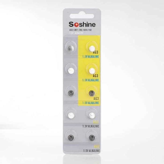 Soshine AG3 10 per Pack 1.5V Alkaline Button Cell Batteries