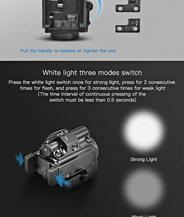 Velvo Prone 800 Lumen 90m Pistol Light with Laser