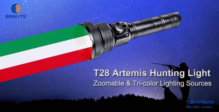 Brinyte T28 Artemis 650lm 525m Throw Flashlight for Hunting