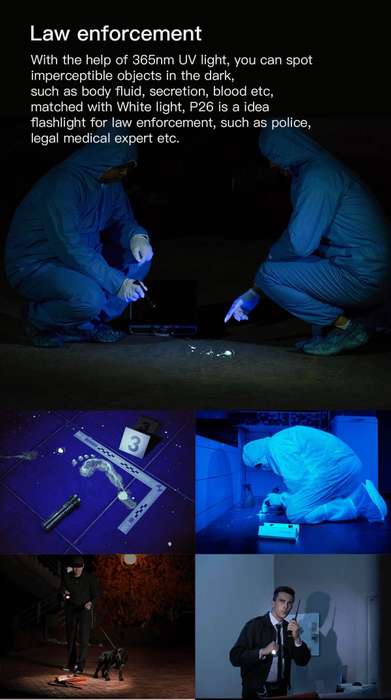 WUBEN P26 2-in-1 UV White Flashlight 500 Lumen 150m