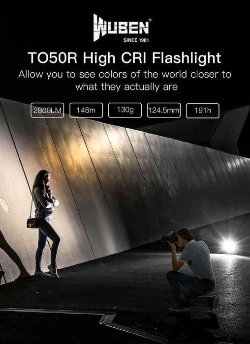 WUBEN TO50R 2800lm 146m High CRI EDC Flashlight