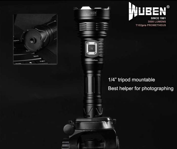 WUBEN T102 Pro 3500 Lumen 500m Throw Rechargeable Tactical Flashlight