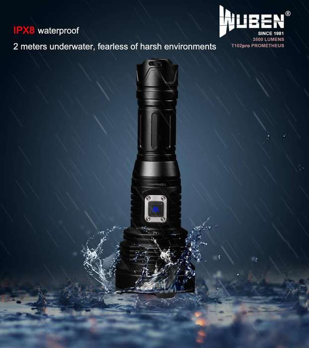 WUBEN T102 Pro 3500 Lumen 500m Throw Rechargeable Tactical Flashlight