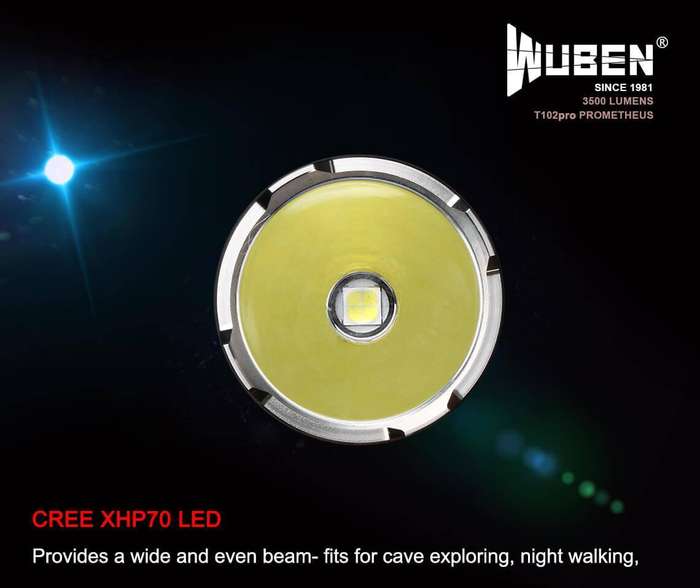 WUBEN T102 Pro 3500 Lumen 500m Throw Rechargeable Tactical Flashlight