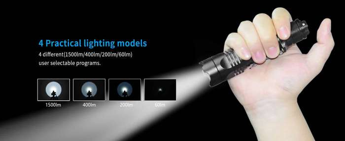 XTAR TZ28 1500 Lumen 340m Tactical Flashlight 3400mAh